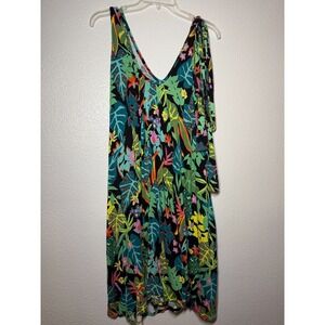 Latched Mama Trapeze Dress Womens 6-18 Vibrant Tropical Shoulder Tie V-Neck
